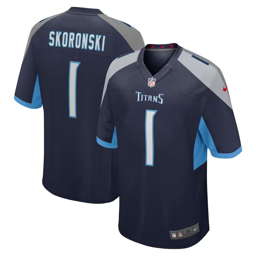 Men Tennessee Titans #1 Peter Skoronski Nike Navy 2023 NFL Draft First Round Pick Game Jersey->tennessee titans->NFL Jersey